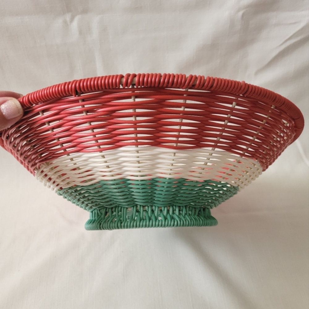 Vintage Wire Woven Fruit Basket Multi Colored
